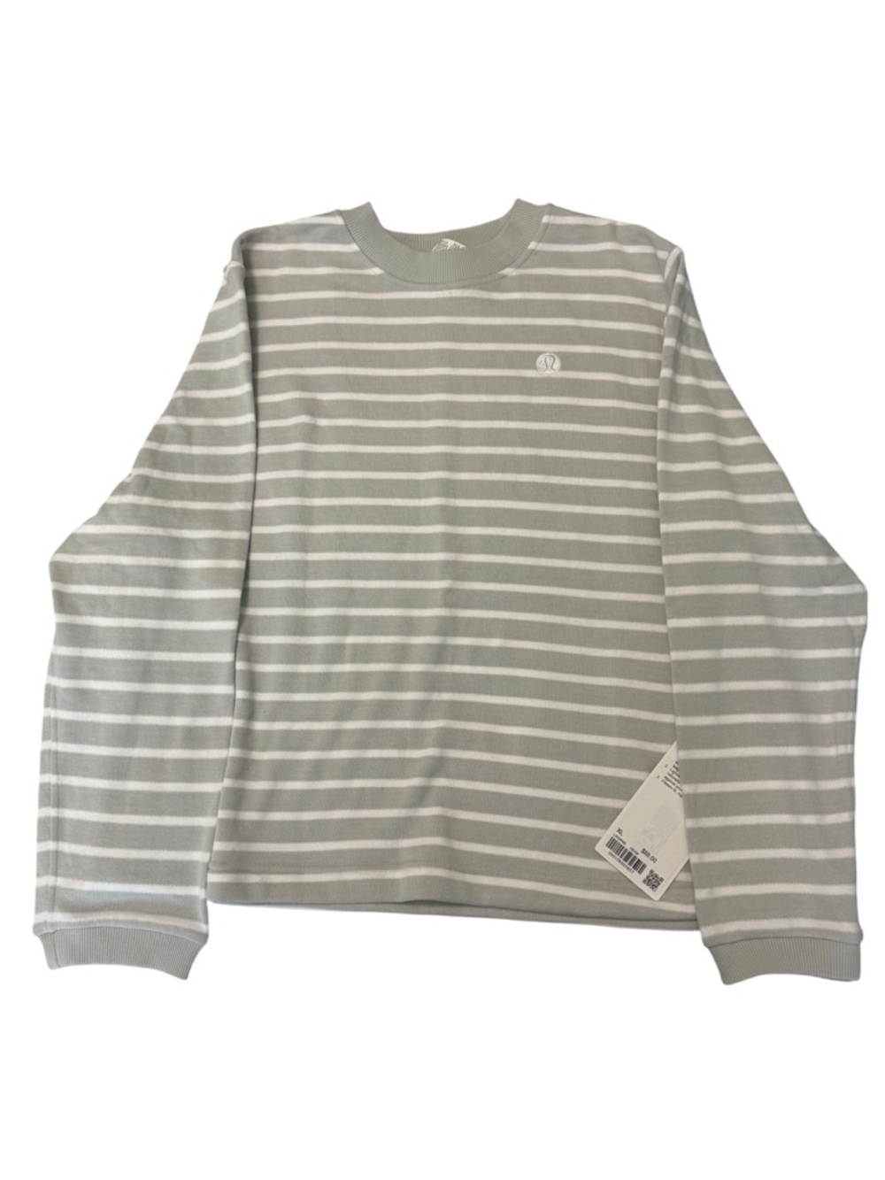 Lululemon Cotton French Terry Crewneck Pullover in Yachtie Stripe Vapor White - Picture 7 of 9